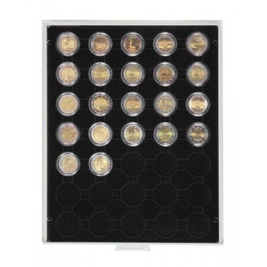 Lindner 2530C Bandeja 32 mm para monedas con 35 huecos redondos en cápsulas Lindner 2530C Bandeja 32 mm para monedas con 35 huecos redondos en cápsulas