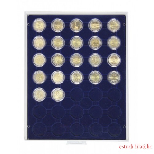 Lindner 2530M Bandeja 32 mm para monedas con 35 huecos redondos en cápsulas 