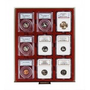 Lindner 2619 Bandeja 63 x 85 mm con 9 compartimentos rectangulares  cápsulas para monedas US originales