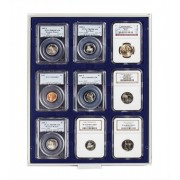 Lindner 2219M Bandeja 63 x 85 mm con 9 compartimentos rectangulares  cápsulas para monedas US originales