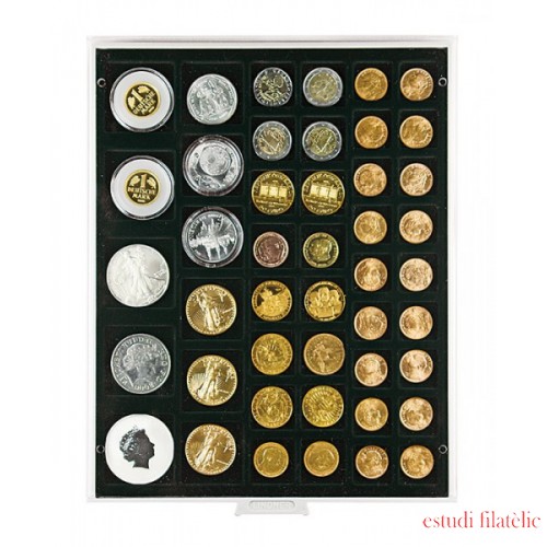 Lindner 2145C Bandeja 24,28,39 y 44  mm monedas con 45 cuadrados sueltas  (SURT)