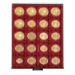 Lindner 2722 Bandeja 50 mm para monedas con 20 huecos cuadrados para octos y marquitos Lindner 2722 Bandeja 50 mm para monedas con 20 huecos cuadrados para octos y marquitos