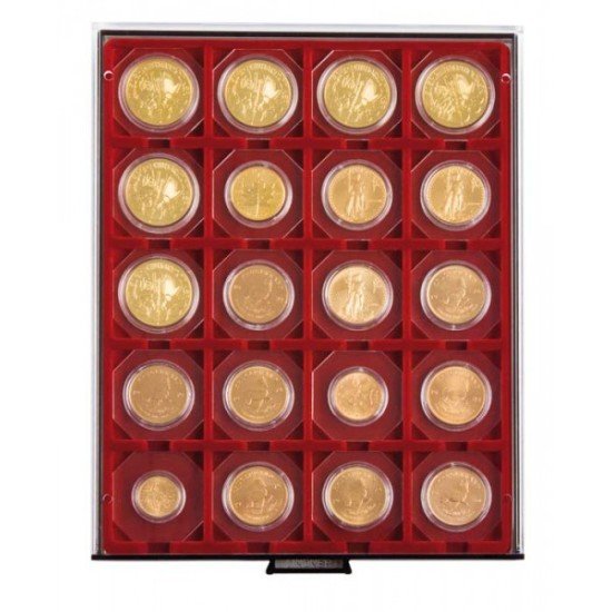 Lindner 2722 Bandeja 50 mm para monedas con 20 huecos cuadrados para octos y marquitos Lindner 2722 Bandeja 50 mm para monedas con 20 huecos cuadrados para octos y marquitos