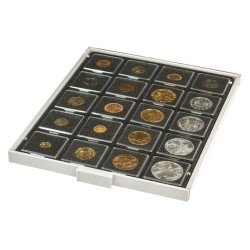 Lindner 2122C Bandeja 50 mm para monedas con 20 huecos cuadrados para octos y marquitos Lindner 2122C Bandeja 50 mm para monedas con 20 huecos cuadrados para octos y marquitos