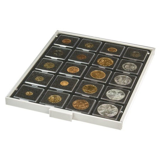 Lindner 2122C Bandeja 50 mm para monedas con 20 huecos cuadrados para octos y marquitos Lindner 2122C Bandeja 50 mm para monedas con 20 huecos cuadrados para octos y marquitos