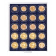 Lindner 2122M Bandeja 50 mm para monedas con 20 huecos cuadrados para octos y marquitos