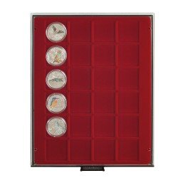 Lindner 2724 Bandeja 42 mm para monedas con 24 huecos cuadrados Lindner 2724 Bandeja 42 mm para monedas con 24 huecos cuadrados