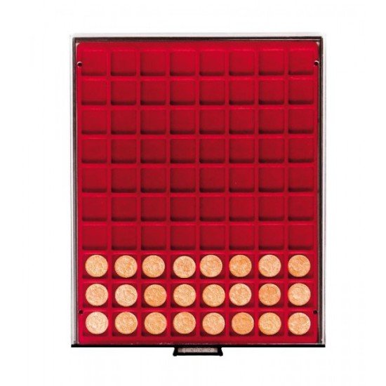 Lindner 2780 Bandeja 24 mm para monedas con 80 compartimentos cuadrados Lindner 2780 Bandeja 24 mm para monedas con 80 compartimentos cuadrados