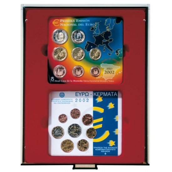 Lindner 2855 Bandeja doble 140 x 123 mm compartimento rectangular 2 X 5 Euro Alemania Lindner 2855 Bandeja doble 140 x 123 mm compartimento rectangular 2 X 5 Euro Alemania