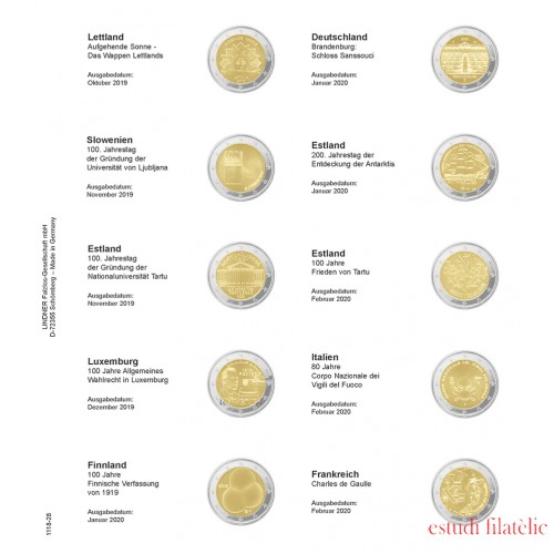 Lindner 1118-28 Hojas individuales para monedas conmemorativas de 2 Euros