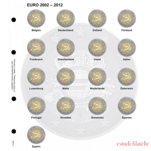 Lindner 1118-8 Hojas individuales para monedas conmemorativas de 2 Euros