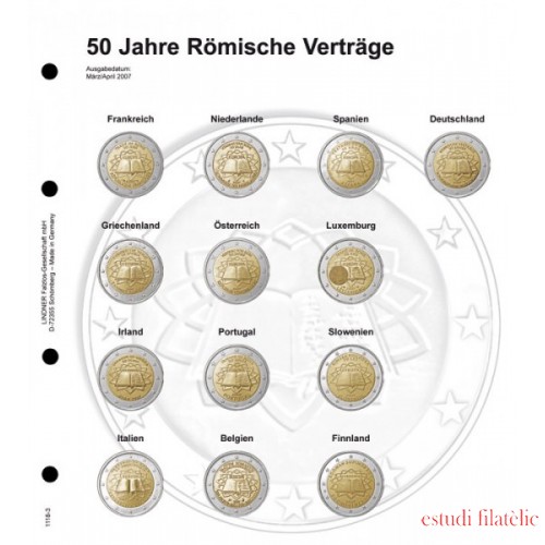 Lindner 1118-3 Hojas individuales para monedas conmemorativas de 2 Euros