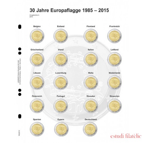 Lindner MU2E13 Hojas individuales pre-impresas para monedas de 2 Euros