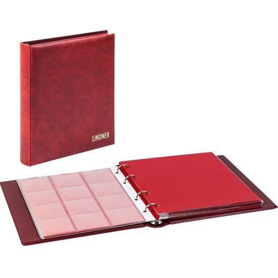 Lindner 1106M-W Karat Álbum de monedas CLASSIC rojo vino