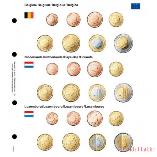 Lindner 1108-1 karat Página ilustrada para juegos de monedas EURO