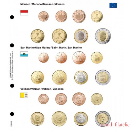 Lindner 1108-13 karat Página ilustrada para juegos de monedas EURO