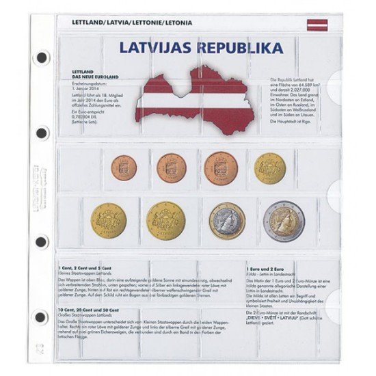 Lindner 1109-21 karat Página ilustrada para juegos de monedas EURO Lindner 1109-21 karat Página ilustrada para juegos de monedas EURO