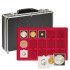 Lindner 2338-120 Maletín grande para colección de monedas con 8 tableros rojas para 120 marquitos para monedas 50x50 mm