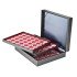 Lindner 2365-2226E Estuche Nera XL con 3 bandejas e insertos de monedas de color rojo claro para 90 cápsulas de monedas