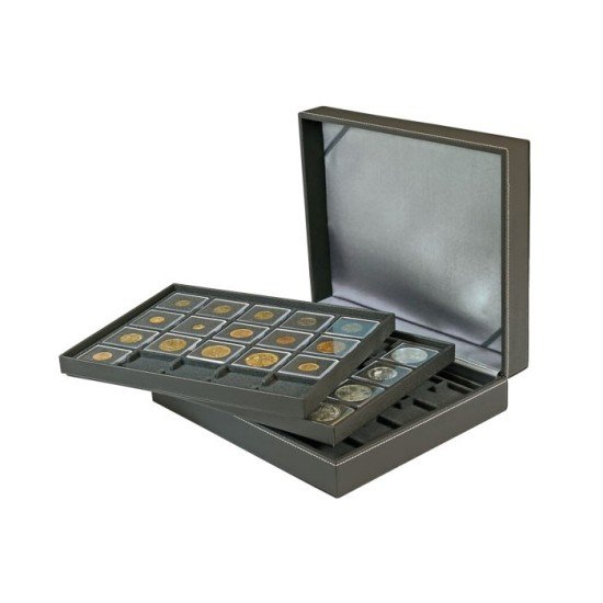 Lindner 2365-2122CE Estuche Nera XL Negro con 3 bandejas e inserciones de monedas para 60 Porta monedas Lindner 2365-2122CE Estuche Nera XL Negro con 3 bandejas e inserciones de monedas para 60 Porta monedas