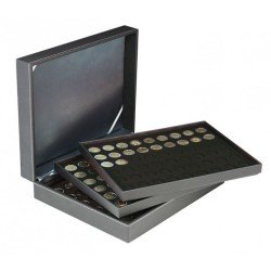 Lindner 2365-2154CE Estuche Nera XL con 3 bandejas e insertos de monedas negros para 162 monedas Lindner 2365-2154CE Estuche Nera XL con 3 bandejas e insertos de monedas negros para 162 monedas