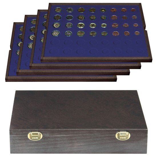 Lindner 2494-12M Estuche Carus-4 mm de madera auténtica 24 cápsulas para monedas Lindner 2494-12M Estuche Carus-4 mm de madera auténtica 24 cápsulas para monedas
