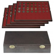 Lindner 2494-12 Estuche Carus-4 de madera auténtica 24 cápsulas para monedas 