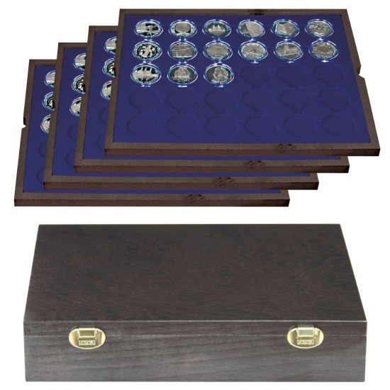 Lindner 2494-8M Estuche Carus-4 39.0 mm de madera auténtica Lindner 2494-8M Estuche Carus-4 39.0 mm de madera auténtica