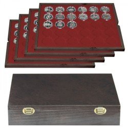 Lindner 2494-8 Estuche Carus-4 39.0 mm de madera auténtica Lindner 2494-8 Estuche Carus-4 39.0 mm de madera auténtica