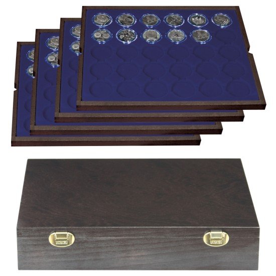 Lindner 2494-9M Estuche Carus-4 37.0 mm de madera auténtica Lindner 2494-9M Estuche Carus-4 37.0 mm de madera auténtica