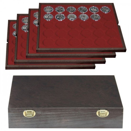Lindner 2494-9 Estuche Carus-4 37.0 mm de madera auténtica Lindner 2494-9 Estuche Carus-4 37.0 mm de madera auténtica