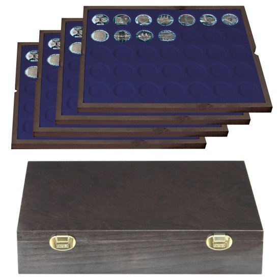 Lindner 2494-7M Estuche Carus-4 32.5 mm de madera auténtica Lindner 2494-7M Estuche Carus-4 32.5 mm de madera auténtica