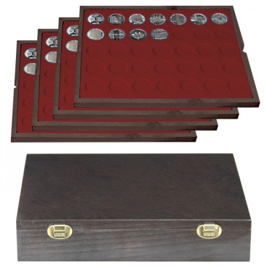 Lindner 2494-7 Estuche Carus-4 32.5 mm de madera auténtica Lindner 2494-7 Estuche Carus-4 32.5 mm de madera auténtica