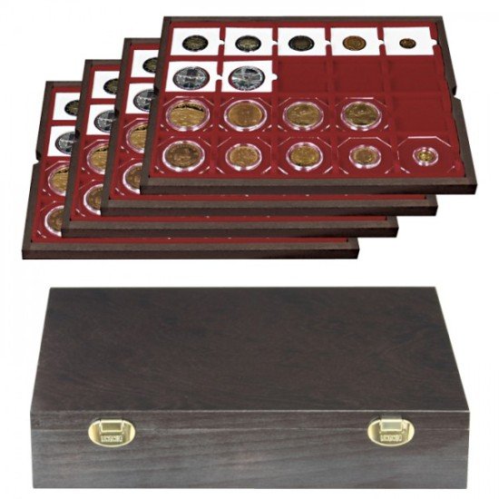Lindner 2494-3 Estuche Carus-4 50 x 50 mm de madera auténtica Lindner 2494-3 Estuche Carus-4 50 x 50 mm de madera auténtica