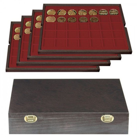 Lindner 2494-5 Estuche Carus-4 36 x 36 mm de madera auténtica Lindner 2494-5 Estuche Carus-4 36 x 36 mm de madera auténtica