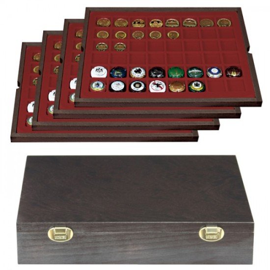 Lindner 2494-6 Estuche Carus-4 30 x 30 mm de madera auténtica Lindner 2494-6 Estuche Carus-4 30 x 30 mm de madera auténtica