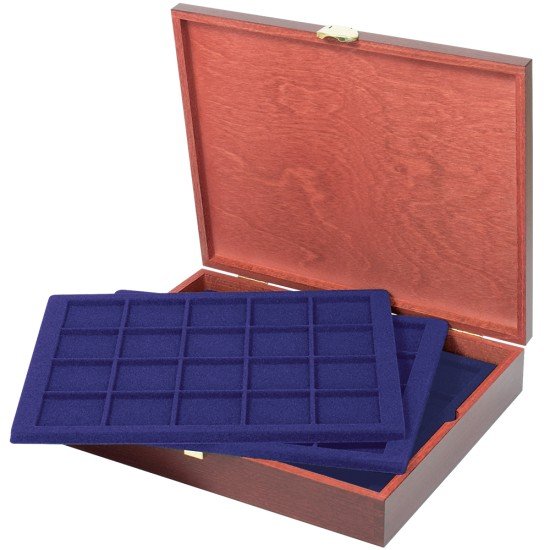 Lindner S2495-S2120ME Estuche Carus para 100 monedas de madera auténtica Lindner S2495-S2120ME Estuche Carus para 100 monedas de madera auténtica
