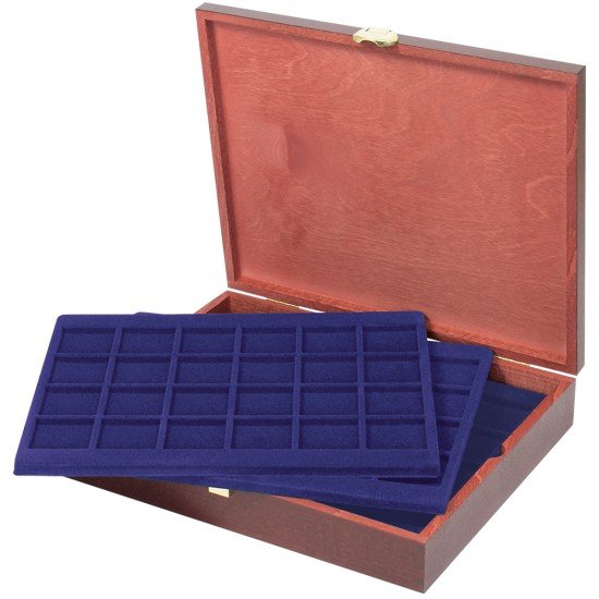 Lindner S2495-S2124ME Estuche Carus para 120 monedas de madera auténtica
