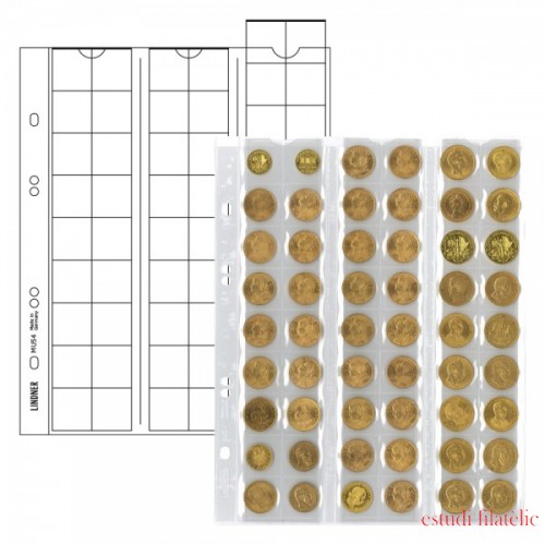 Lindner MU54R Hojas Multi Collect para 54 monedas de hasta 20 mm Ø