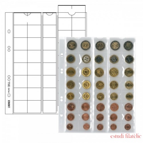Lindner MU40R Hojas Multi Collect para 5 juegos de monedas EURO con cada 8 monedas