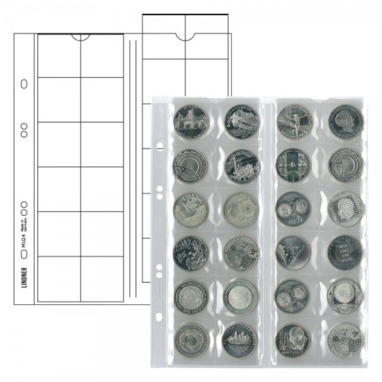 Lindner MU24 Hojas Multi Collect para 24 monedas de hasta 34 mm Lindner MU24 Hojas Multi Collect para 24 monedas de hasta 34 mm