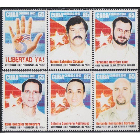 Cuba 4487/92 2007 Presos en estados Unidos por la defensa del País MNH Cuba 4487/92 2007 Presos en estados Unidos por la defensa del País MNH