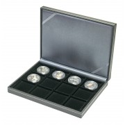Lindner 2363-12 Estuche Nera XM con 12 compartimentos rectangulares para monedas