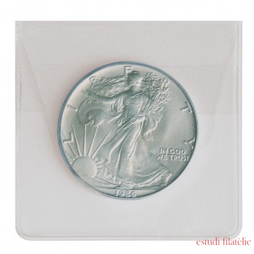 Lindner 8476 Sobres de monedas de plástico transparente 64 x 64 mm pqte de 100