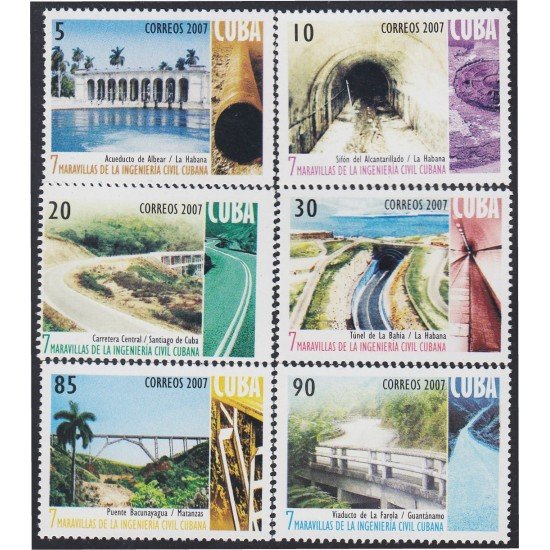 Cuba 4531/36 2007 7 Maravillas de ingenieros cubanos civiles MNH