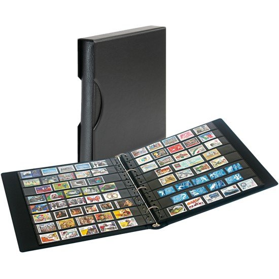 Lindner SRSB-814 Stamp Album SRS con 20 páginas negras y estuche a juego Lindner SRSB-814 Stamp Album SRS con 20 páginas negras y estuche a juego