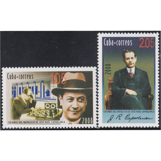 Cuba 4651/52 2008 120 Años del nacimiento de Jose Raul Capablanca Campeón de Ajedrez MNH