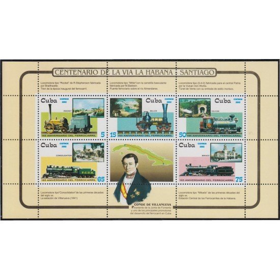 Cuba HB 177 2002 165 Años de los Ferrocarriles MNH Cuba HB 177 2002 165 Años de los Ferrocarriles MNH