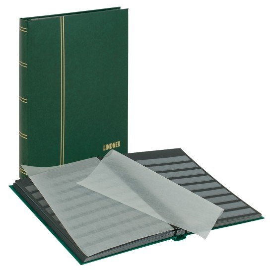 Lindner 1168-G Clasificador estándar 230 x 305 mm, 32 páginas negras, verde Lindner 1168-G Clasificador estándar 230 x 305 mm, 32 páginas negras, verde