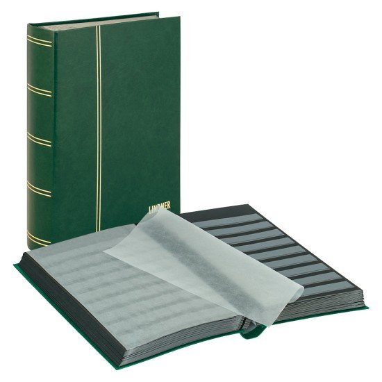 Lindner 1170-G Clasificador estándar 230 x 305 mm, 64 páginas negras, verde Lindner 1170-G Clasificador estándar 230 x 305 mm, 64 páginas negras, verde